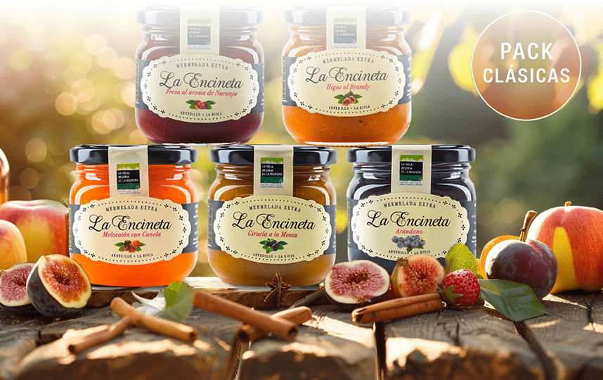 Surtido de mermeladas clásicas La Encineta con sabores tradicionales